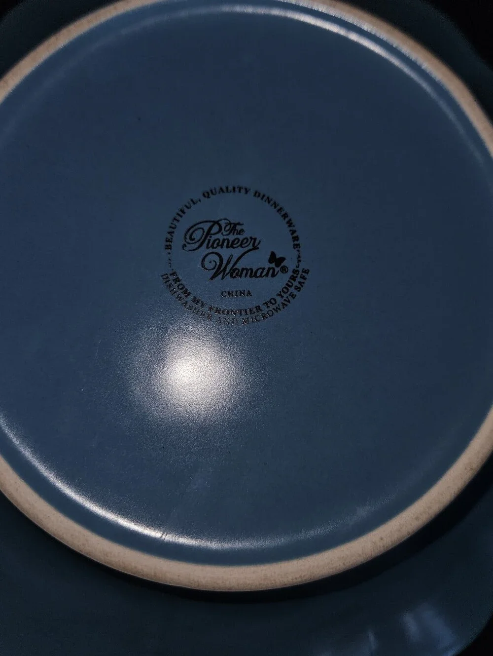 Pioneer Woman Paige Denim Blue 8.5” Soup Bowls Scalloped Beaded Edge Lot of 3